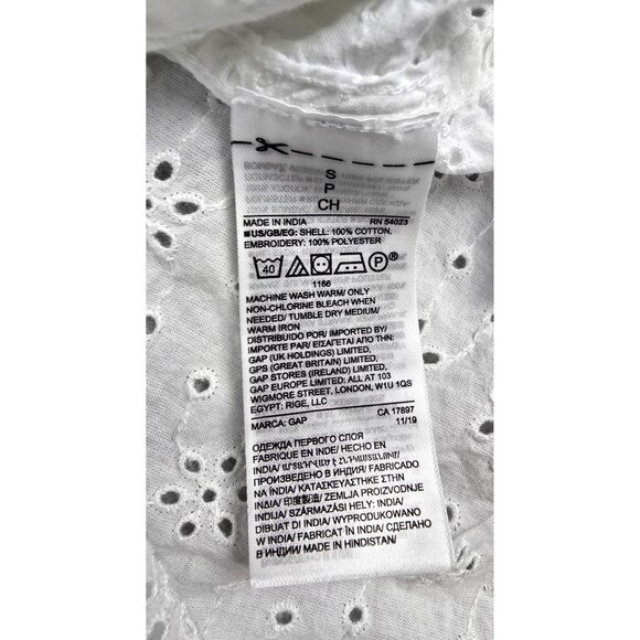 New Gap White Long Sleeve Eyelet Top Size S - Picture 6 of 6